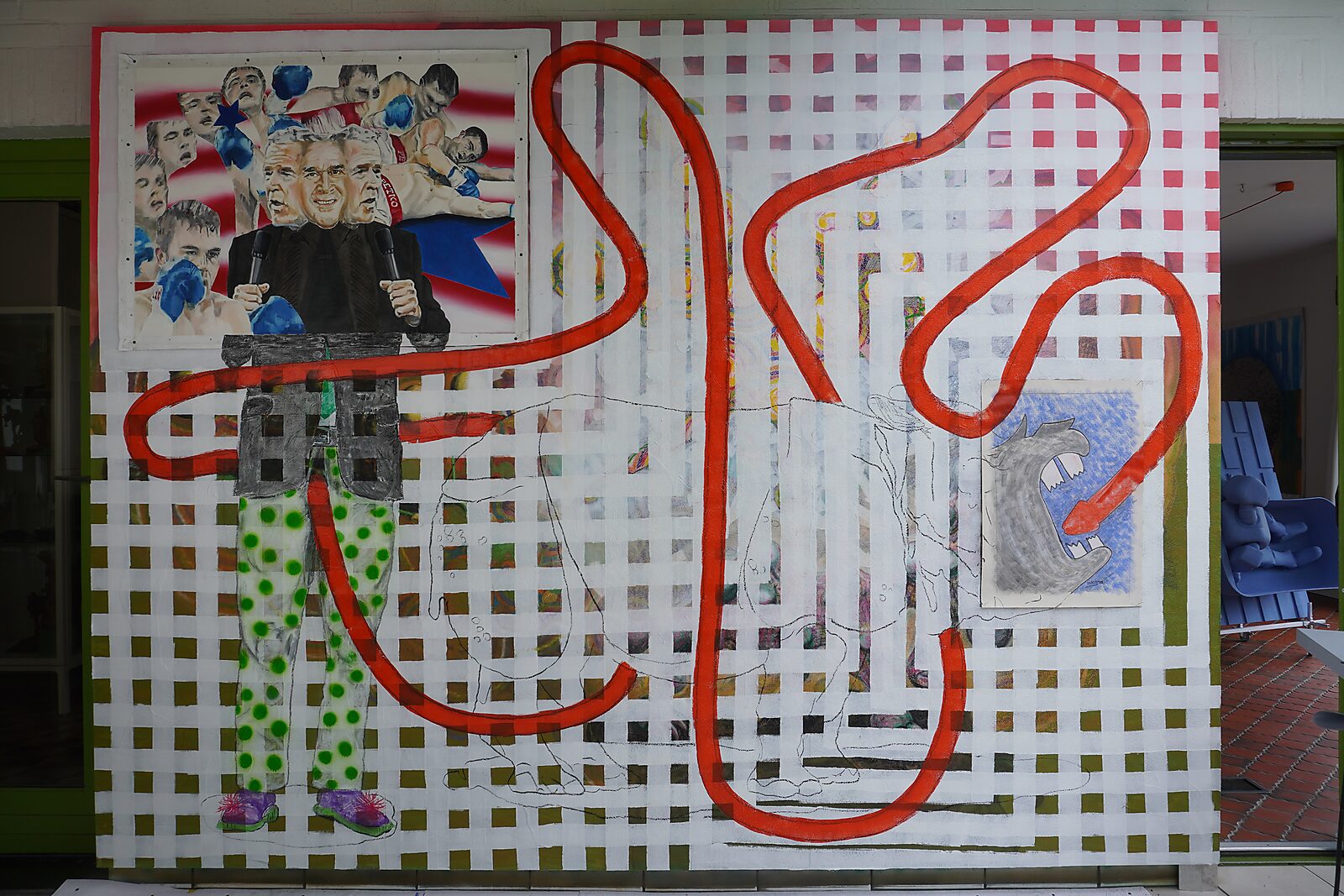 Signature of a Rhinoceros — process photo: drawing placed on a drawing board from the project “Drawing in Motion”.