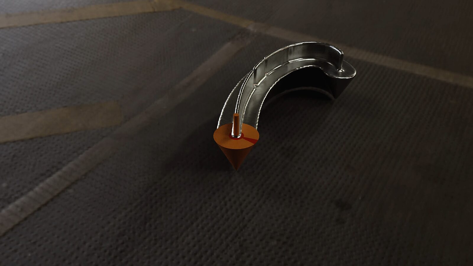 Every Movement Creates a Form No. 4 — video still of a spinning top whose rotation blurs into a dynamic form, visible as a momentary construction created by movement.