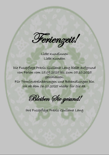 Betriebsferien 15.09-05.10.2025