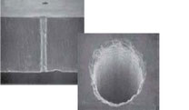 Through hole processed into silicon (φ80μm, thickness 650 .mu.m)