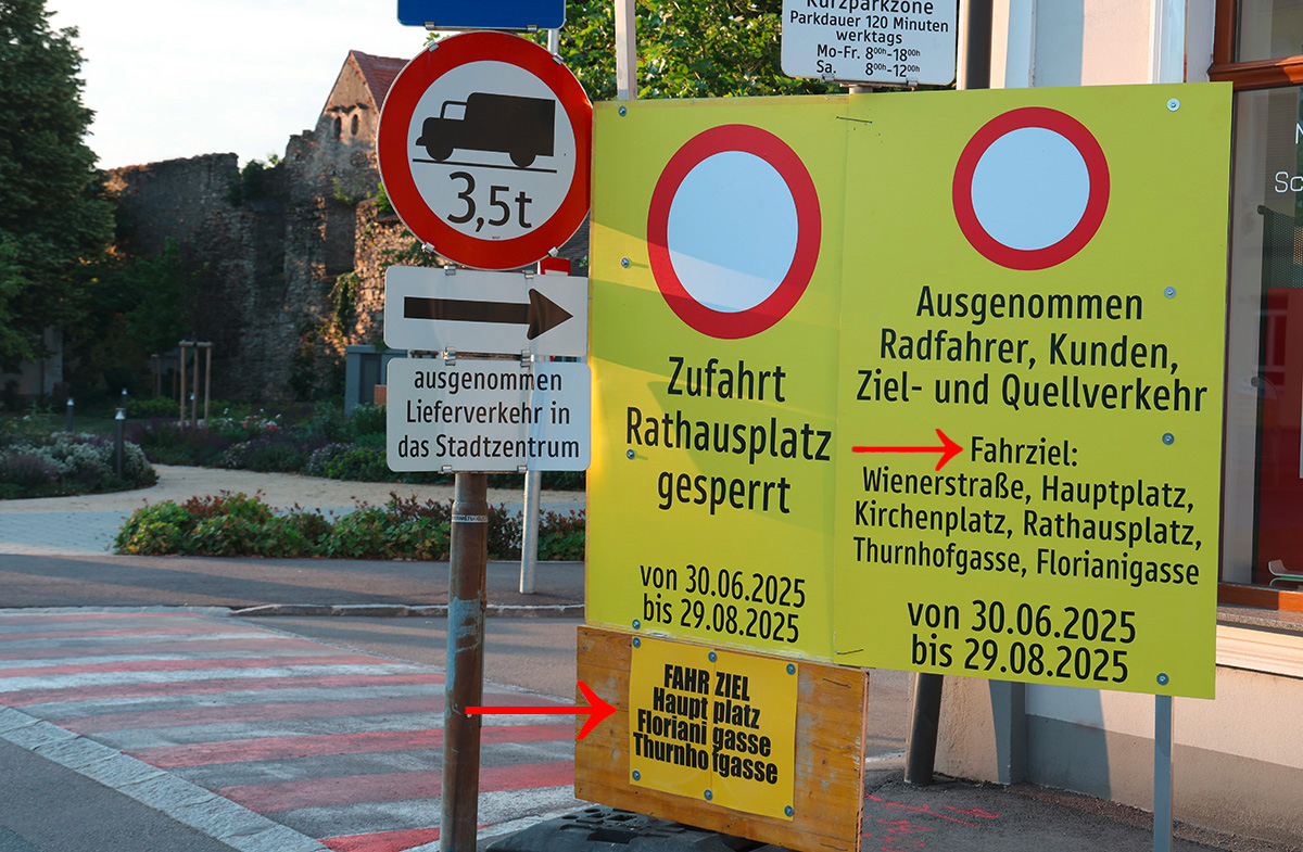 Schilderwald in Horn - alle Hinweistafeln plus Erklärungen dazu im Bild
