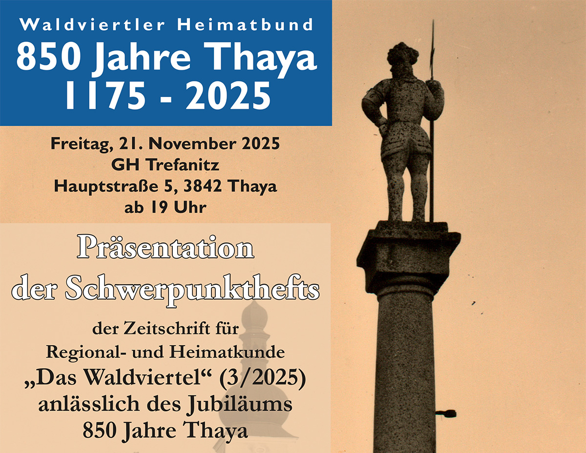 Präsentation des Schwerpunkthefts „850 Jahre Thaya“ in Thaya am 21. November
