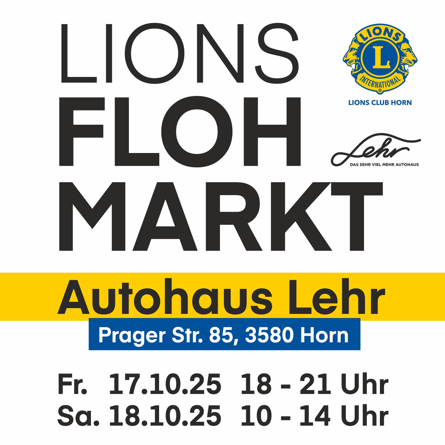 Lions Club Flohmarkt zum 5. Mal im Autohaus Lehr