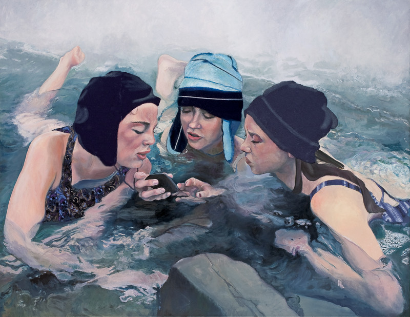 Die Entdeckung des Handys |  2013 | 120 x 155 cm | Öl auf Baumwolle (verkauft)