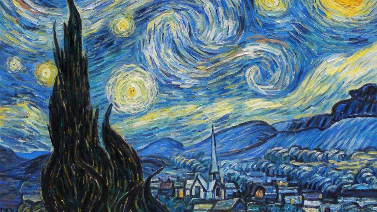 Cuadro de la luna y la noche estrellada de Vincent Van Gogh