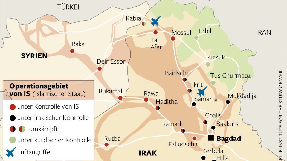 Operationsgebiet von IS (Quelle: Die Welt vom 22. August 2014)