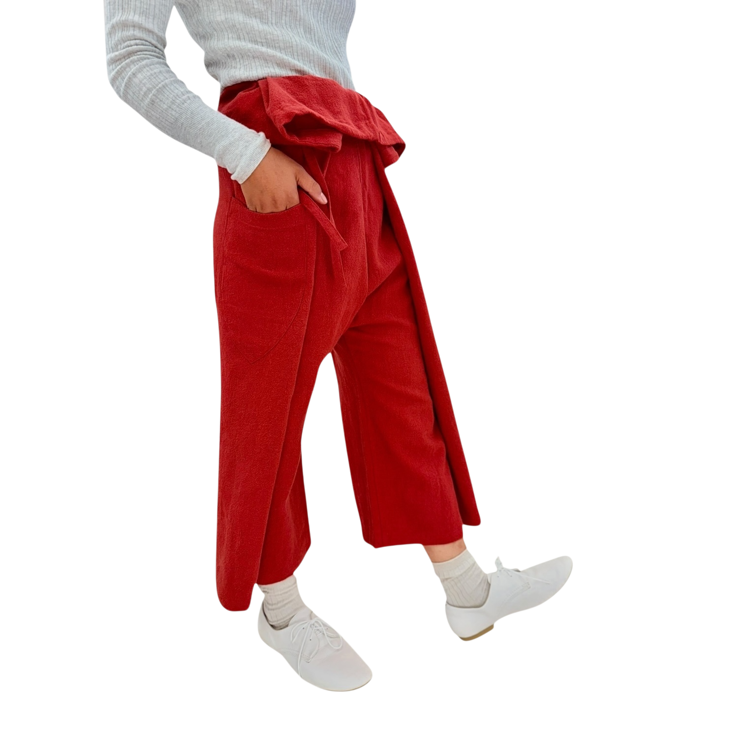 タイパンツ リネンラミー 紅緋色