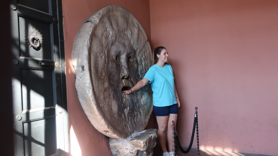 Every visitor tries putting their hand into the “Mouth of Truth.”