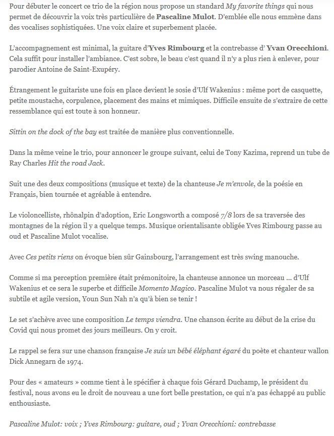Article de presse Jazz-Rhône-Alpes (Pascal Derathé)
