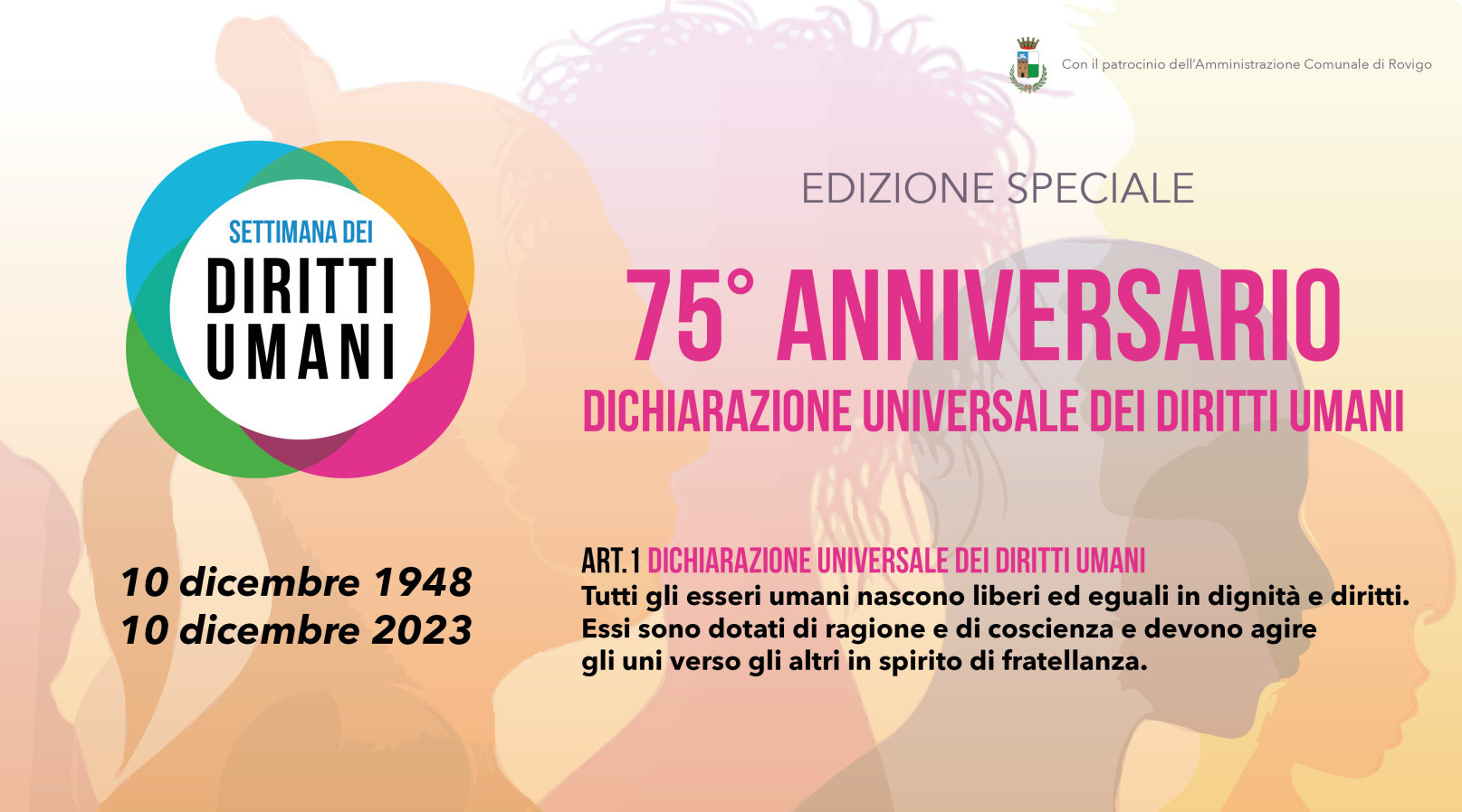 SETTIMANA DEI DIRITTI UMANI. Torna con edizione speciale per il 75° anniversario della Dichiarazione Universale