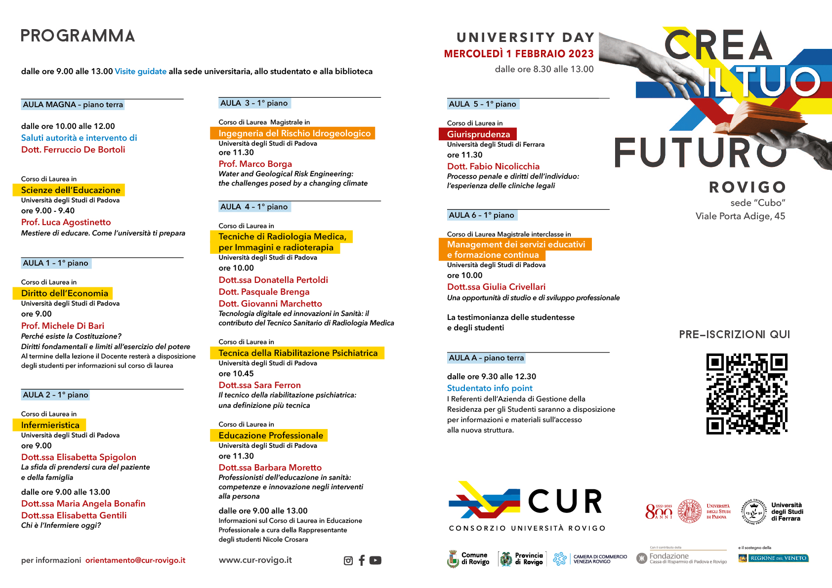 University Day. Porte aperte al Cur
