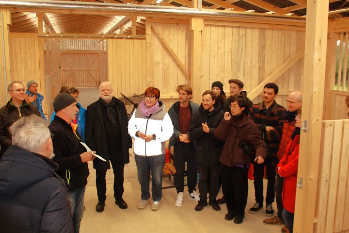 Johannes Bortlisz-Dickhoff, Stellv. Landrat, Carla Neisse-Hommelsheim,  Vorsitzende der LAG Zülpicher Börde e.V. , Studierende  und wiss. Mitarbeiter Lucas Schrader und Conrad Risch (RWTH Aachen), Bernd Hellgardt, Vorstand EifelStiftung