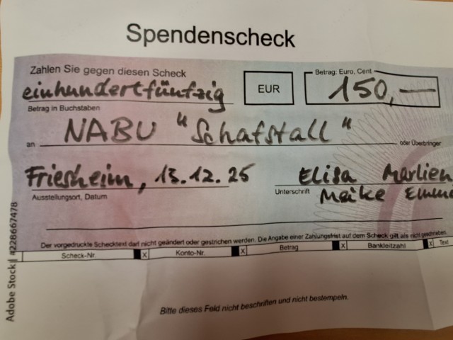 Der Spendenscheck