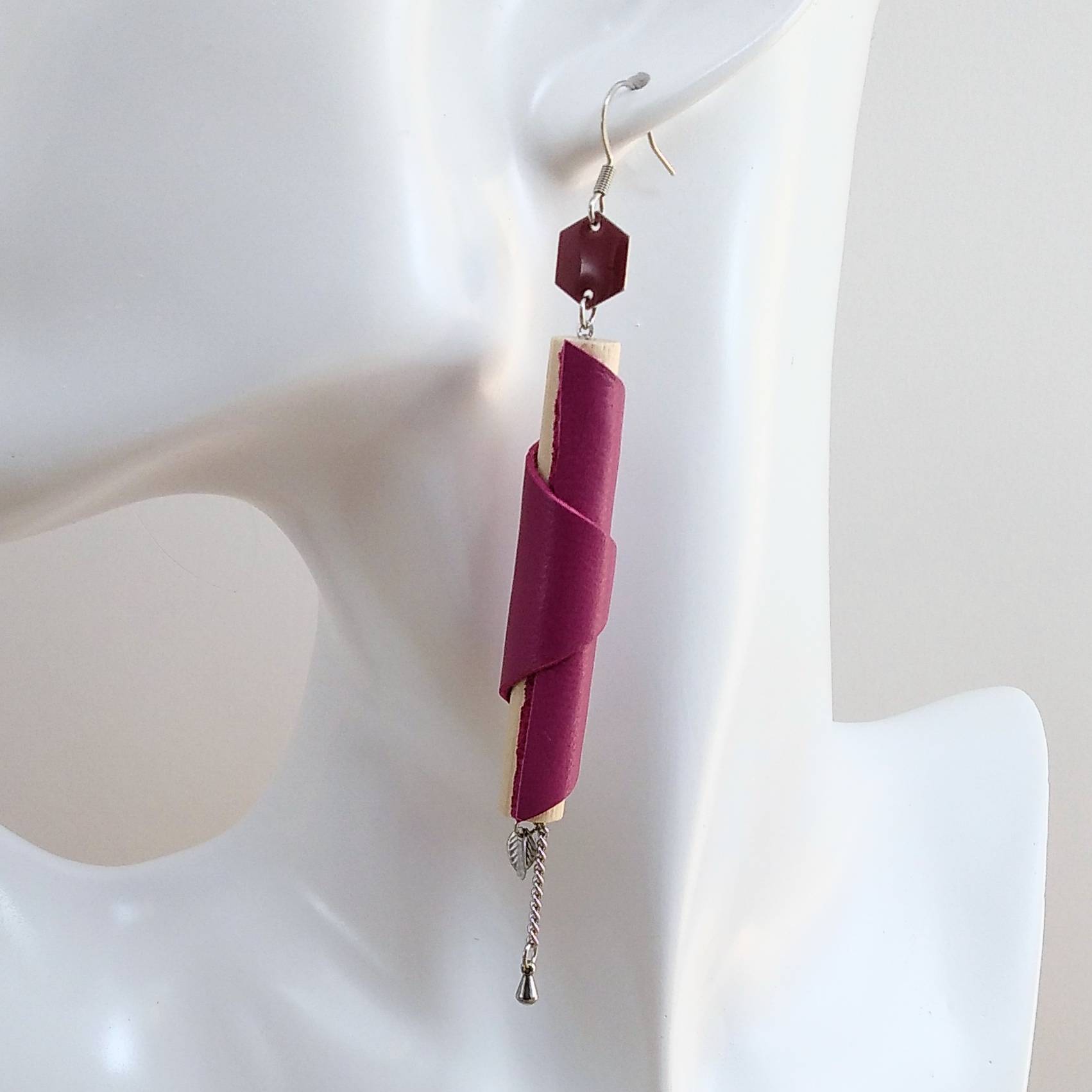 VENDUES ! BO Formidable modèle CAROLE version longues, cuir fuchsia, hexagone amarante