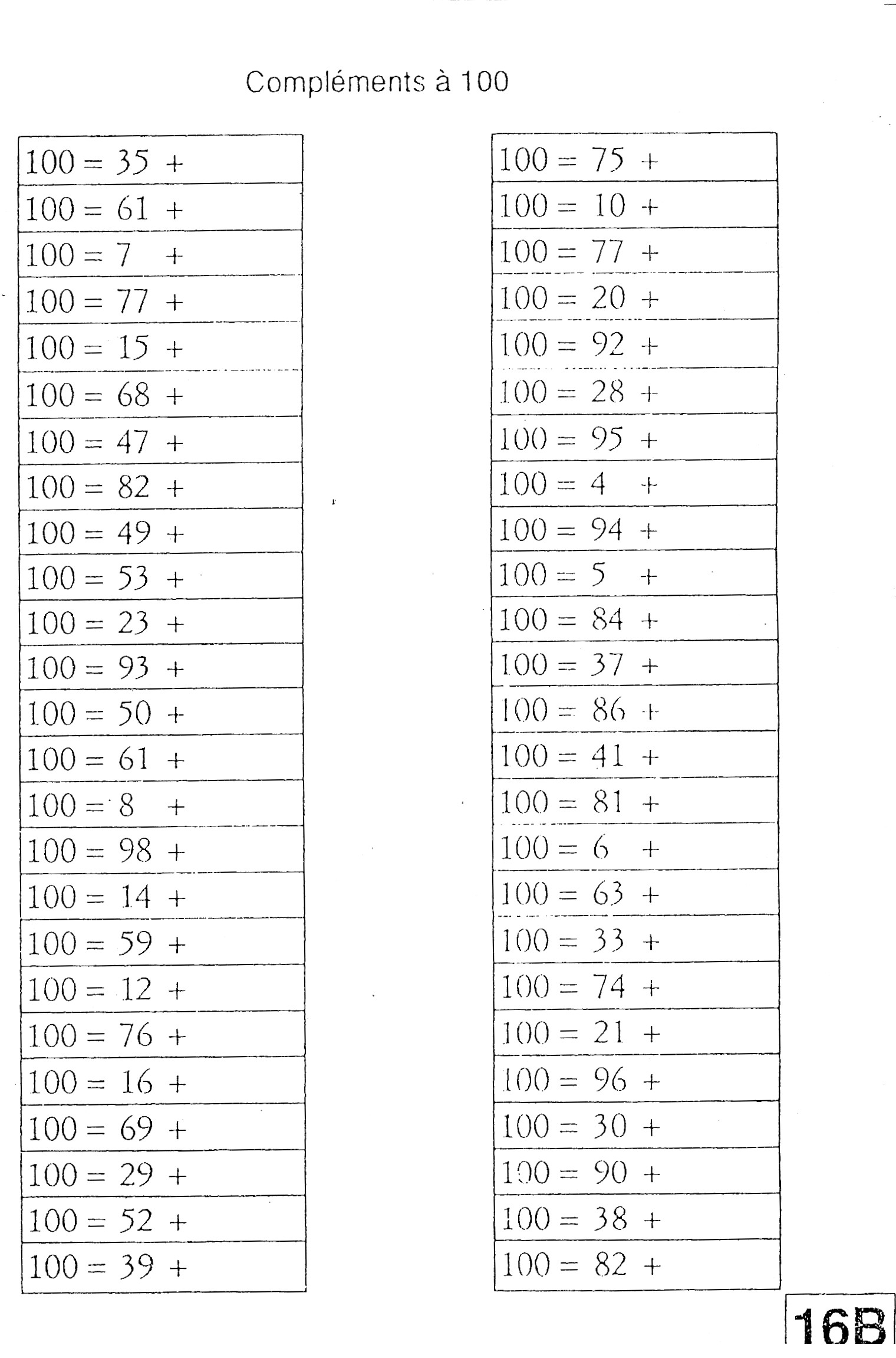 Compléments à 1000 Exercices à Imprimer Compléments à 100 ou 1000 - Site du CM2B Ecole Haut-Poirier