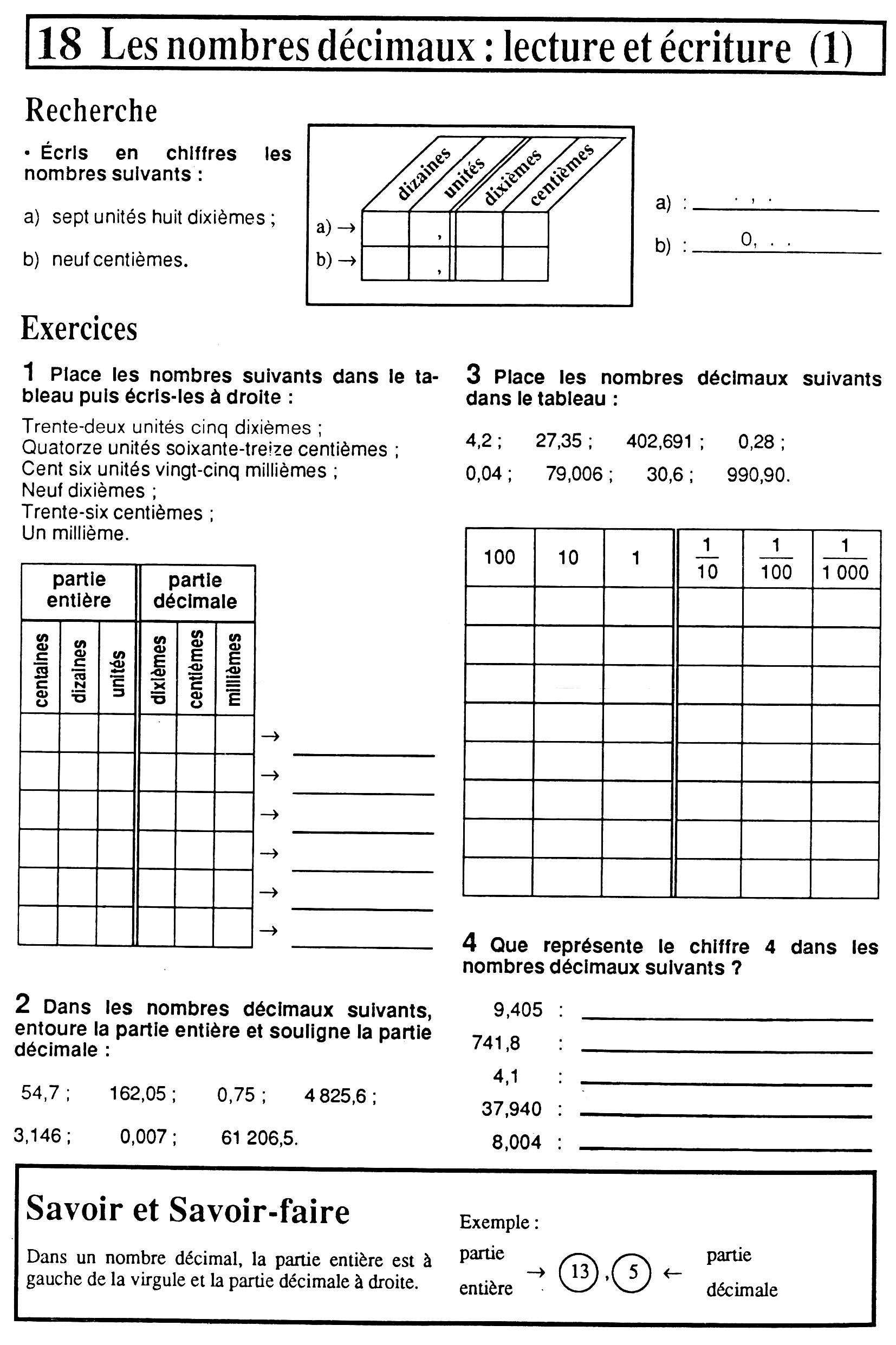 Exercices Addition Nombres Décimaux Cm2 Pdf Maths: numération et décimaux - Site du CM2B Ecole Haut-Poirier