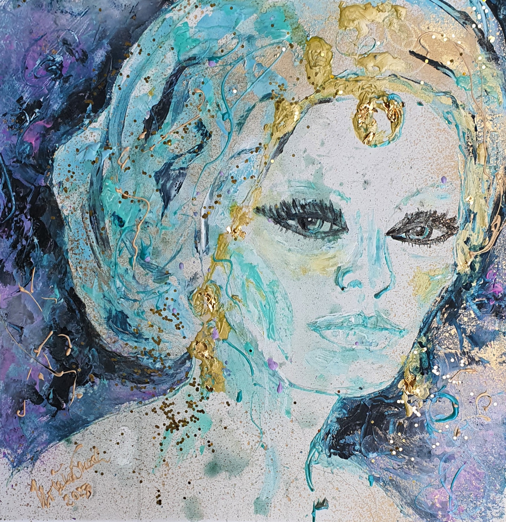 Diva    50 x 50 X 1,5 cm, on Canvas, Acryl/Mixed Media