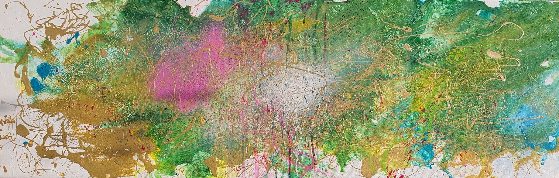 The world after Corona  (Acryl/Mixed Media on Canvas 40 X 1,5 X 120 cm)
