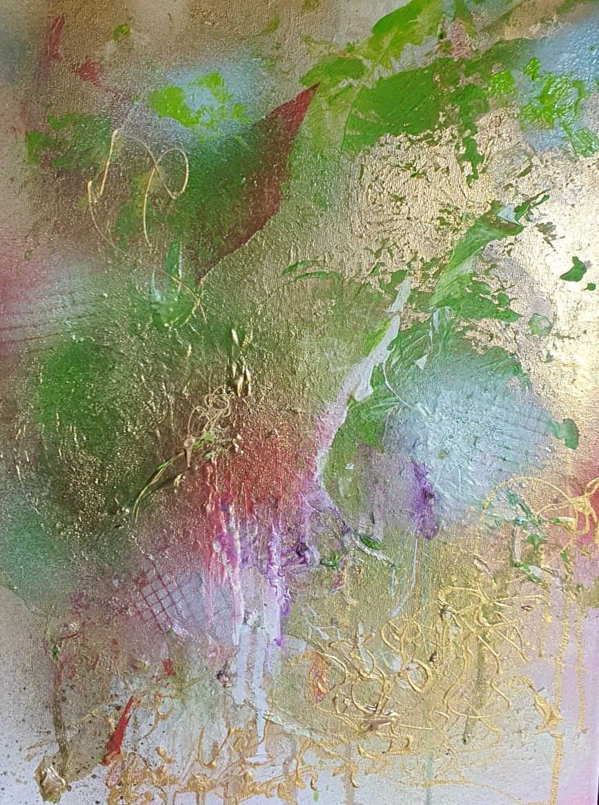 The way to your heart (Acryl, Spray, ink (abstract) on Canvas 30 X 40 X 1,5 cm)