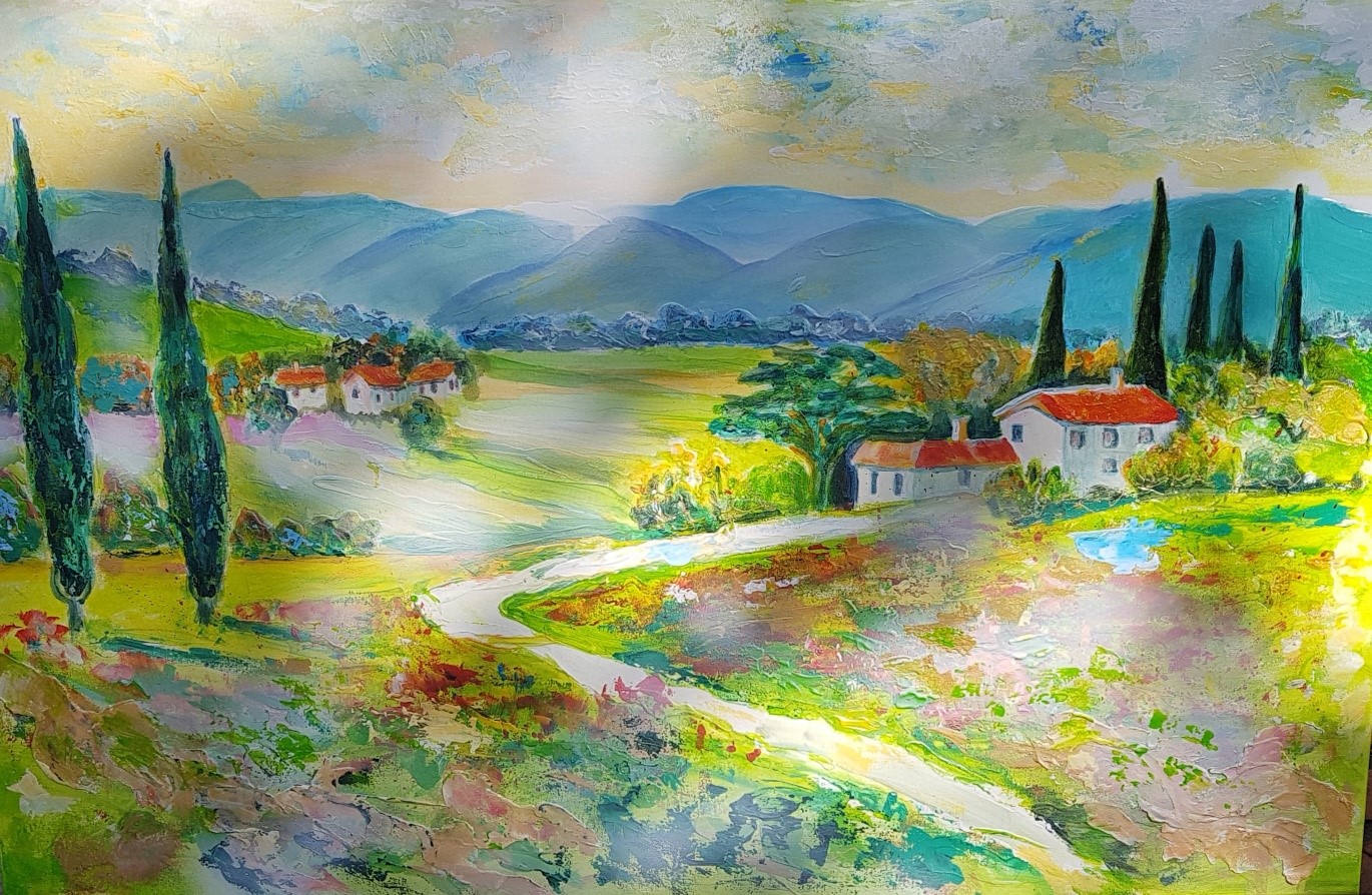 Bella Toscana/Italia (Acryl/Mixed Media auf Leinwand  75/115 cm)
