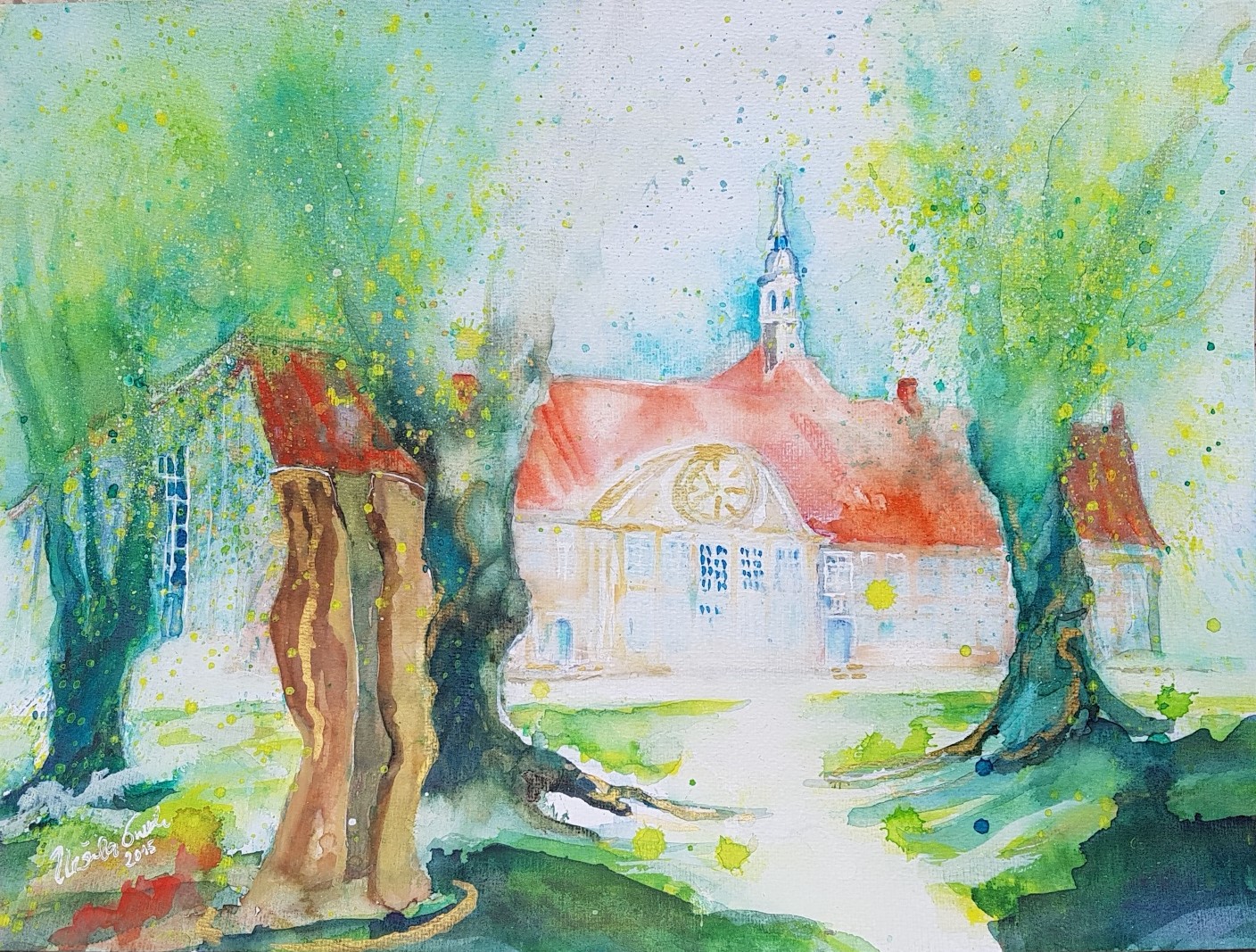Kloster Frenswegen in der Grafschaft Bentheim (Technik: Aquarell -auf Aquarell-Papier 450 gm, 56 X 42 X 0,1 cm)