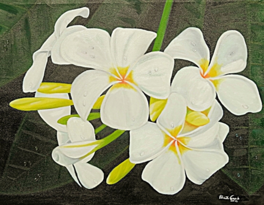 weiße Leelawadee (Technik: Öl      auf Leinwand 1,20 m X 90 cm) 40 X 50 X 1,5cm
