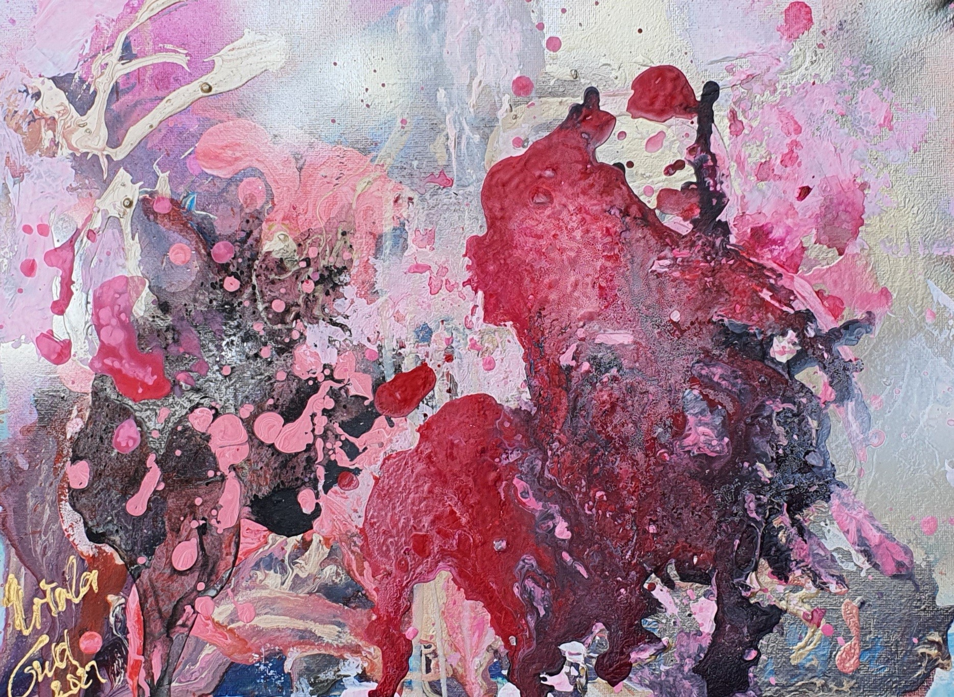 Unchained Melodie (Technic: Acryl/Mixed Media on Canvas 40 X 40 X 1 cm)