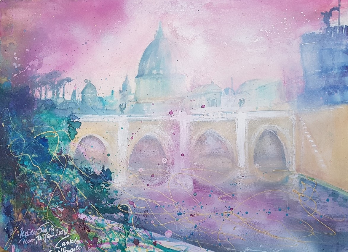Invitation to Castel Sant 'Angelo in Rome  Painting  76 W x 56 H x 0.3 D cm 