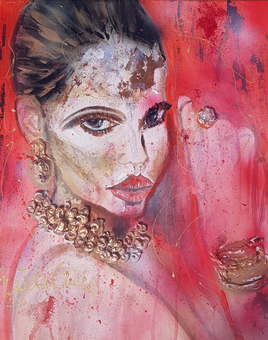 Just a moment please (Acryl/Mixed Media on Canvas 40 X 50 X 2 cm)