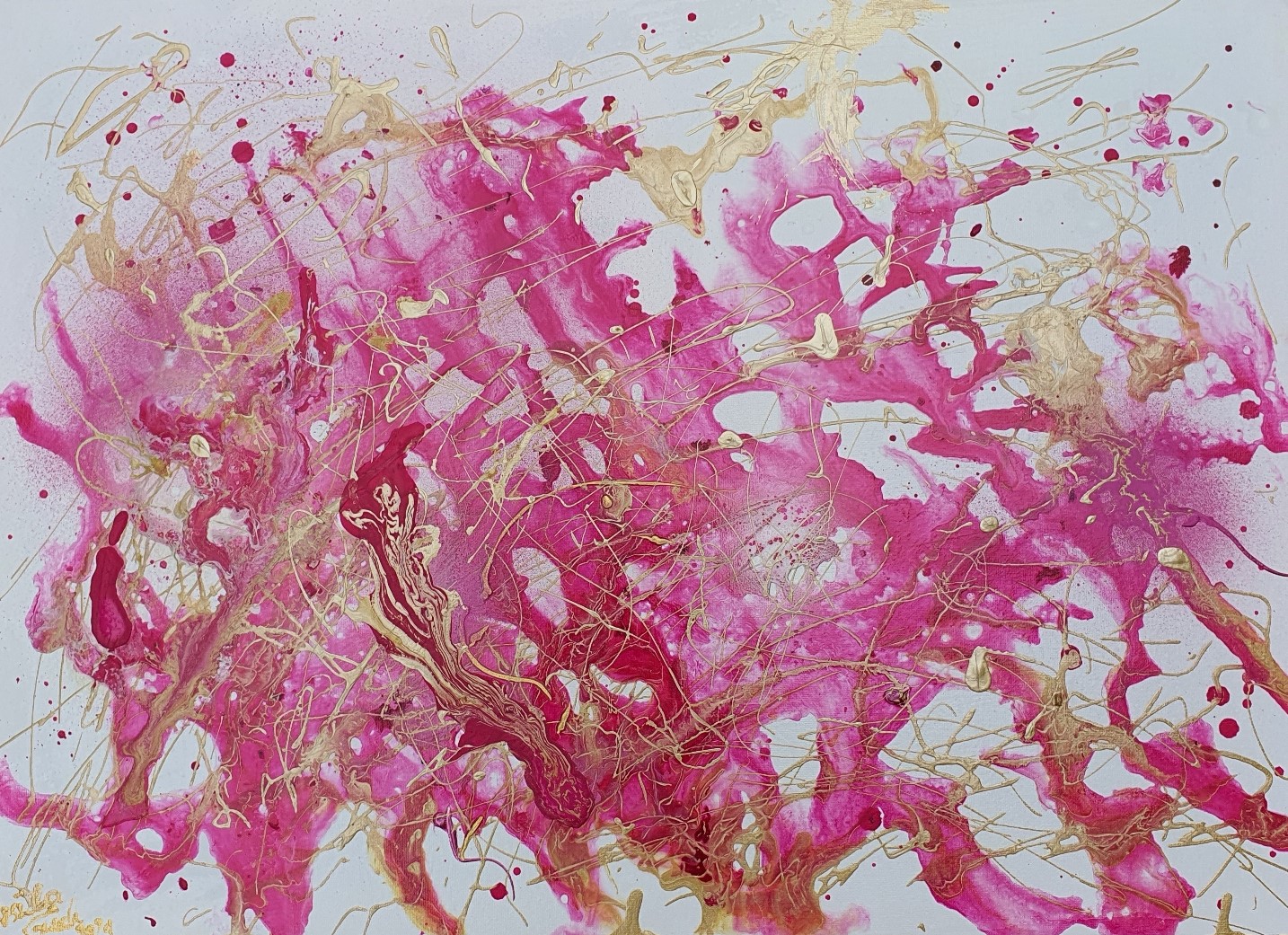 La vie en rose apres Corona (Technic: Mixed Media on Canvas, 50 X 70 X 2 cm)