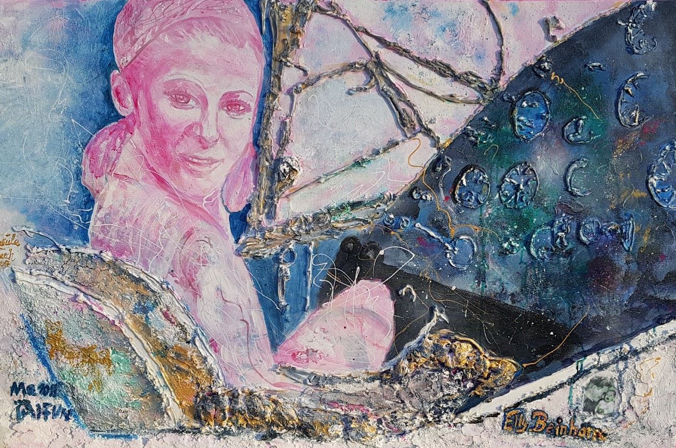 (History:Famous Queen of the air Elly Beinhorn (wife Bernd Rosemeyer)  Painting  115 W x 75 H x 1.5 cm   