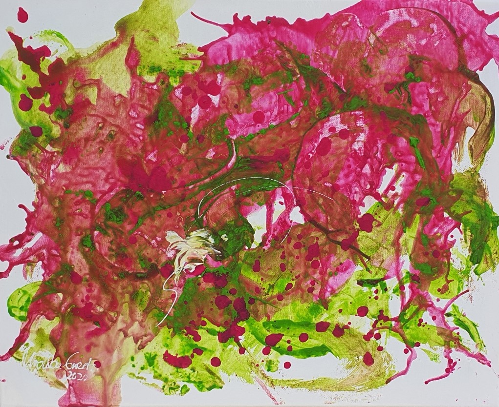 Started with a kiss (Acryl/mixed Media on Canvas 40 X 50 X 1,5 cm) 