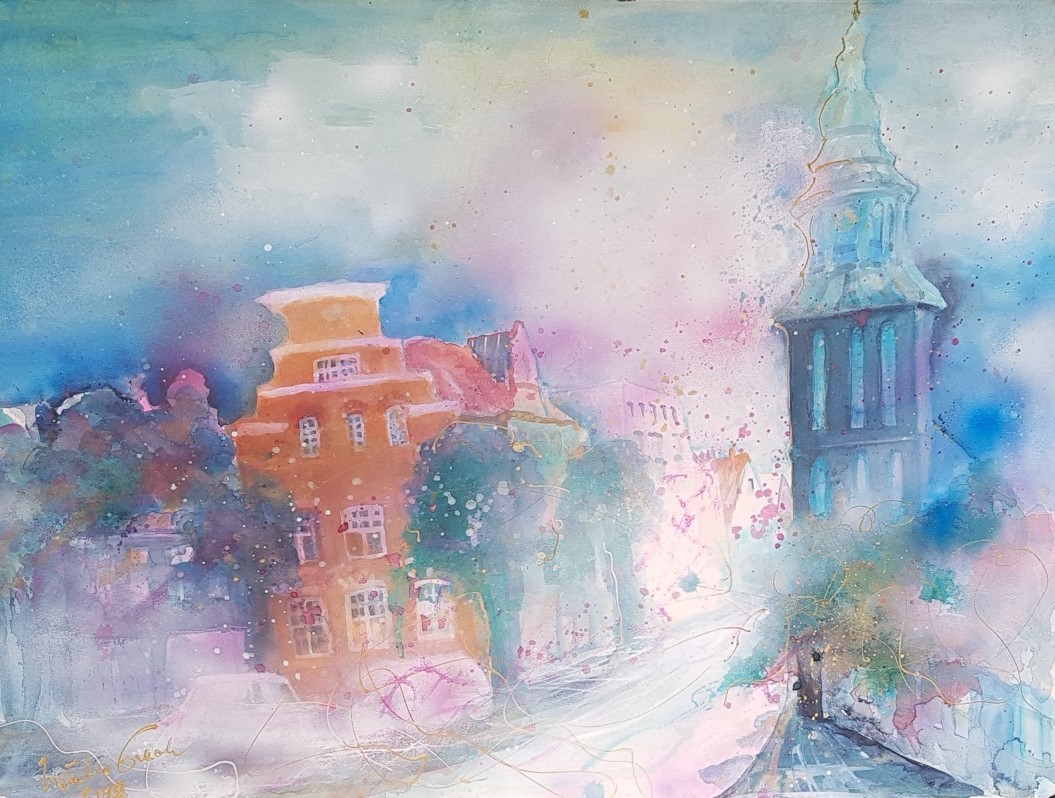 Love  is in the air (City of Nordhorn) (Technik: Aquarell, Fabriano 600 g 56 X 76 cm)