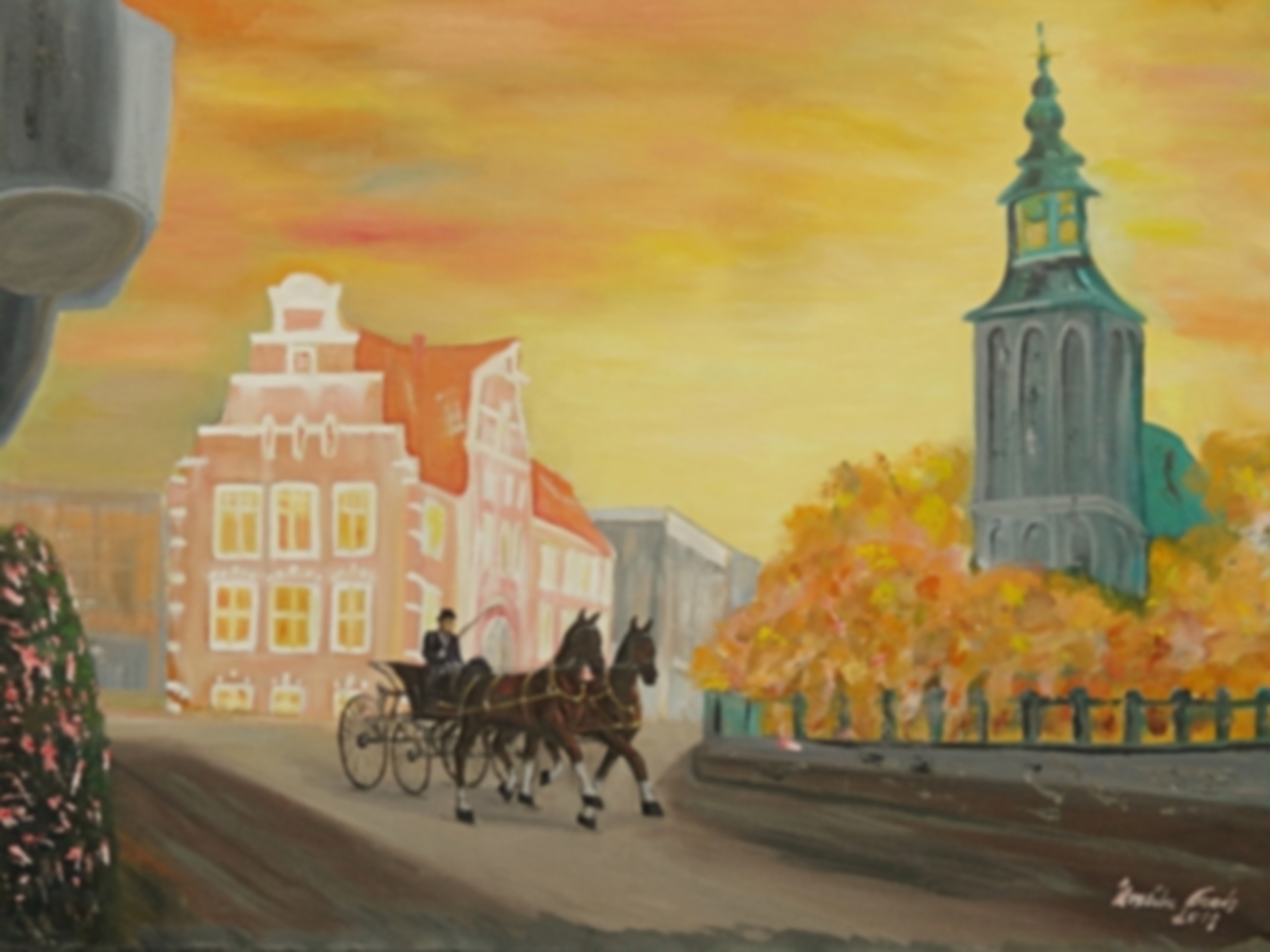 Romantisches Nordhorn      (Technik: Öl      Leinwand: 1,20 m X 90 cm)