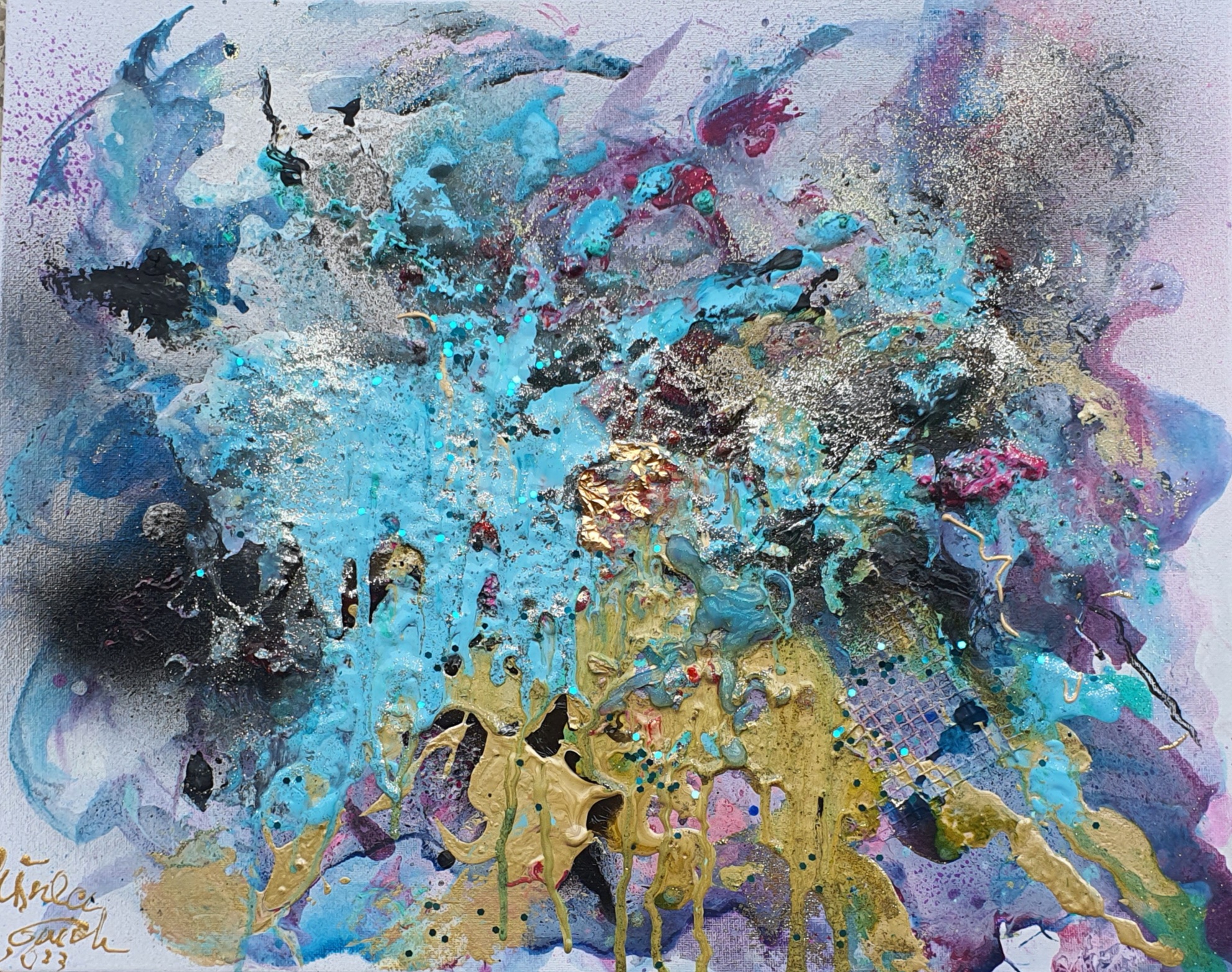 Blue velvet  (Acryl/Mixed Media on Canvas) 40 X 50  X 2 m