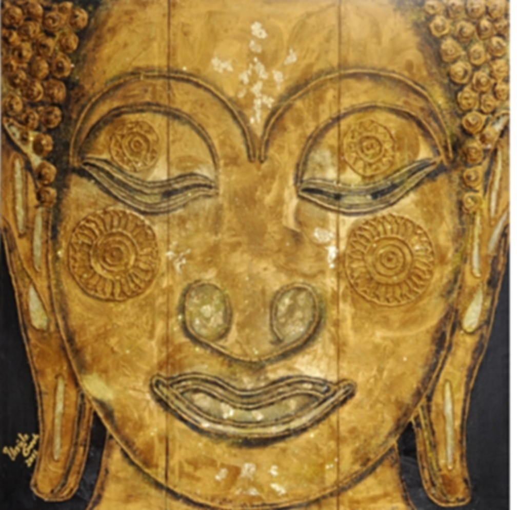Buddha     (Technik: Öl und Acryl auf Leinwand   90 cm X 90 cm  (dreiteilig))