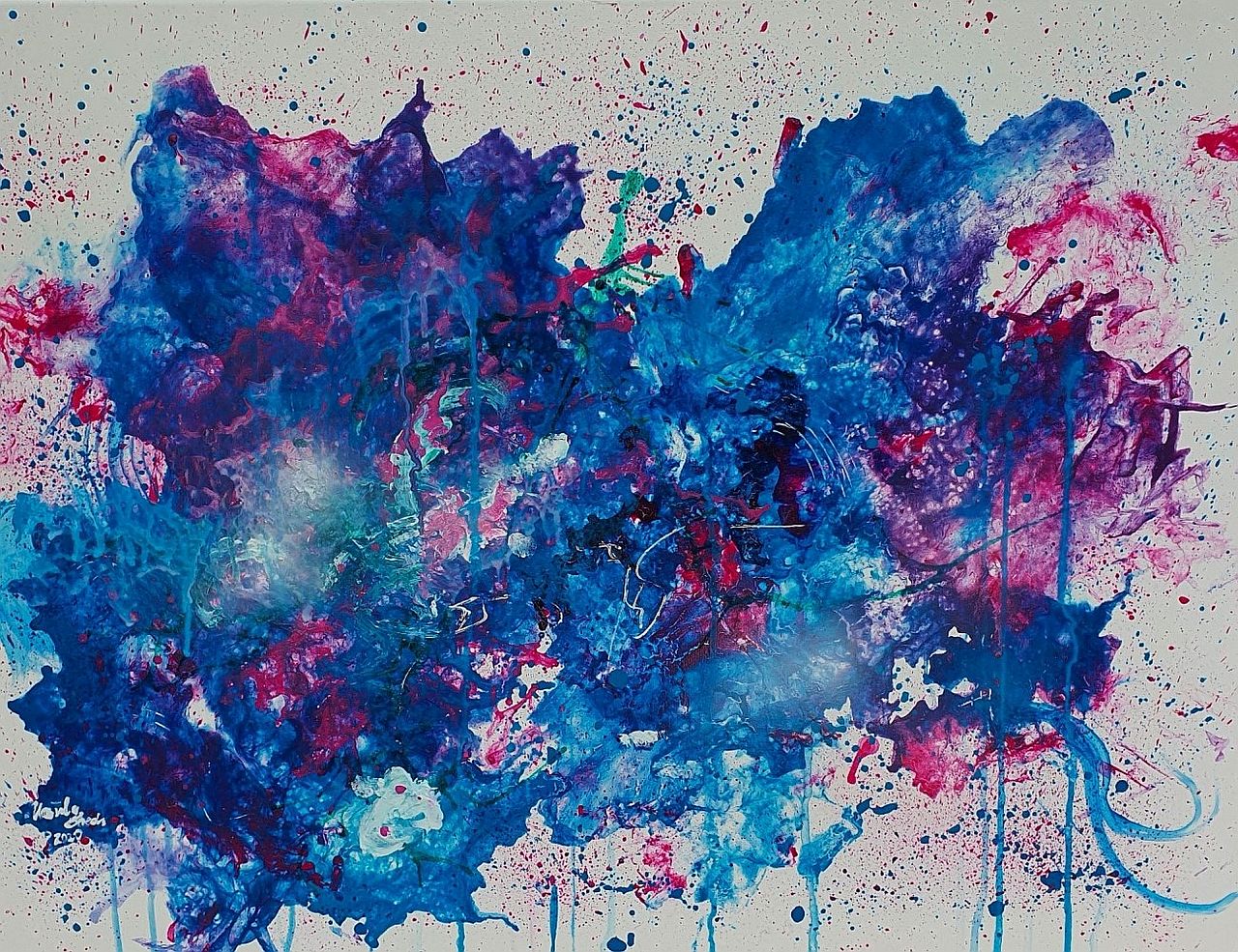 Emotional explosion at the end of Corona (2020) (Acryl/Mixed Media on Canvas 60 X 80 X 1,3 cm)