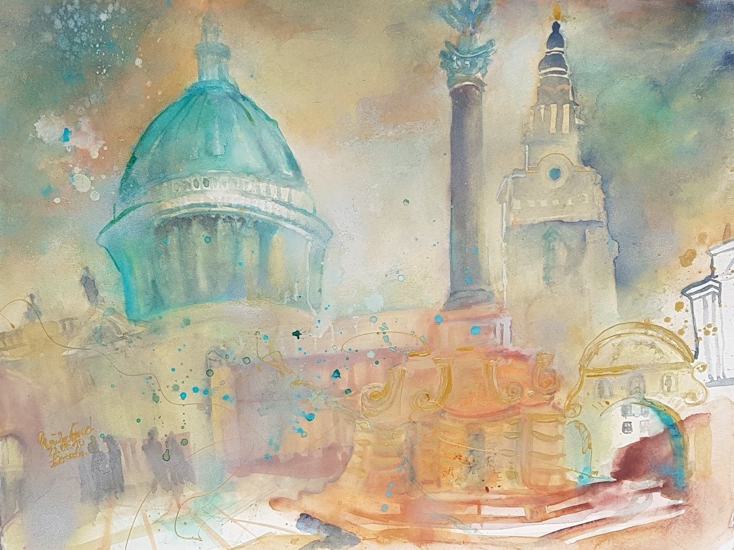 St. Paul's   cathedrale /London  (Technik: Aquarell auf Fabriano 600 g/sat. 76 X 56 cm)