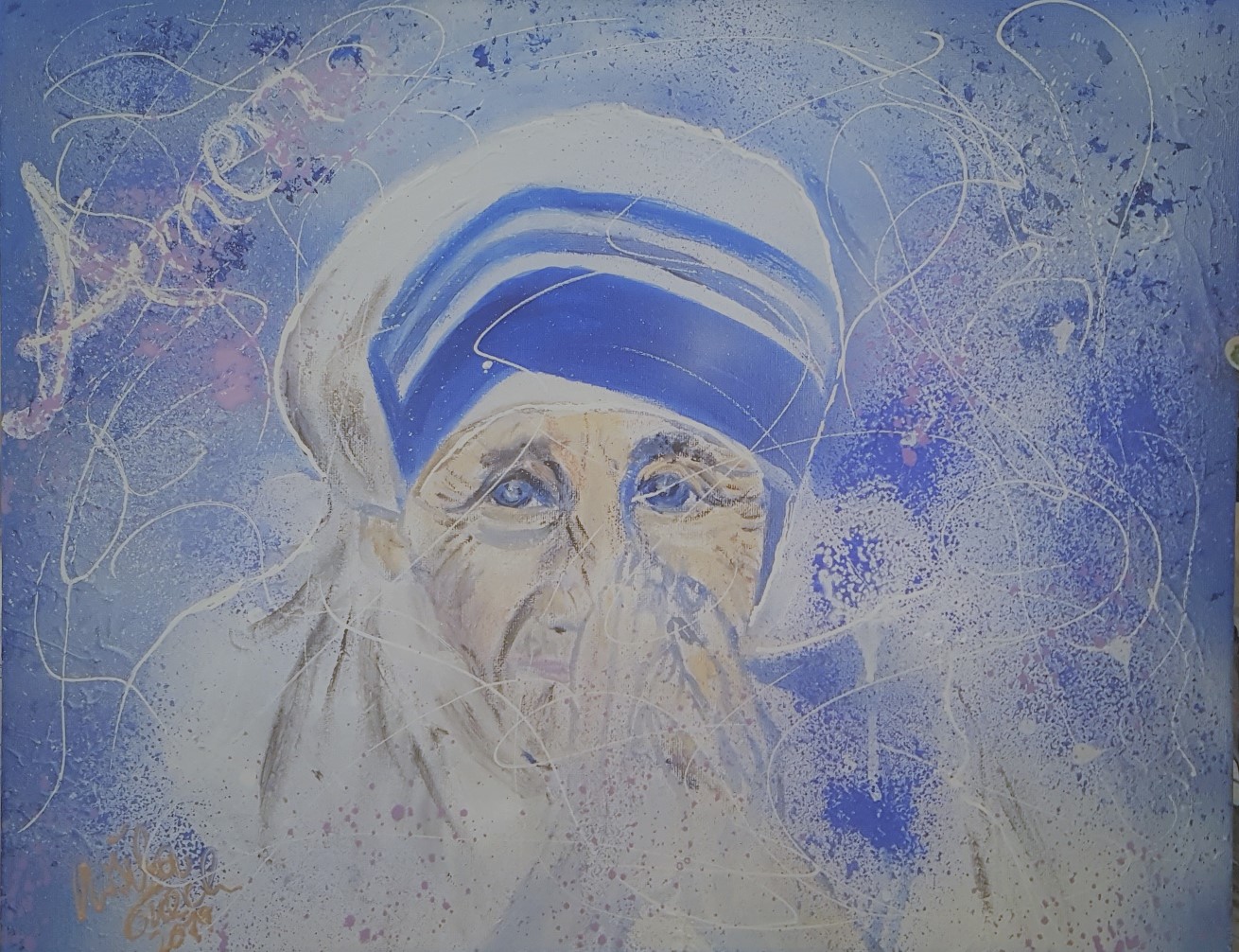 holy mother Teres (Technik: Acryl/mixed Media auf Leinwand 40 X  50 X 1,5 cm