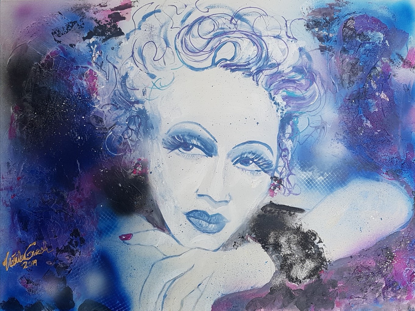 MARLENE DIETRICH forever (Lilly Marlen)  on canvas Painting  80 W x 60 H x 2 cm 