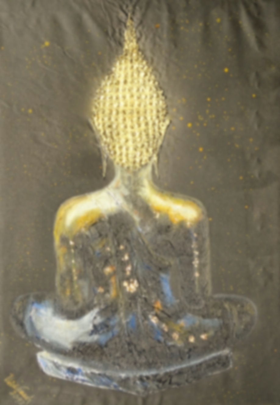 Backside of Buddha     (Technik: Öl und Acryl  auf Leinwand   1,20 m X 90 cm)