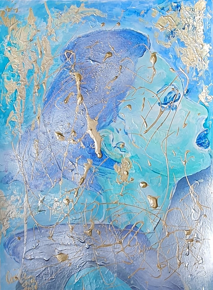 "Golden times" (Technik: Acryl/Mixed Media auf Papier, 48 X 36 X 0,2 cm)