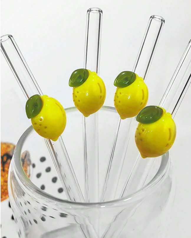 Paille en verre citron pour accompagner vos boissons préférés de l'été