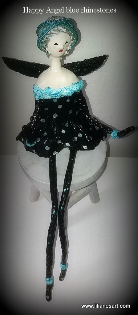 Sold Happy Angel met blauwe strass haarband