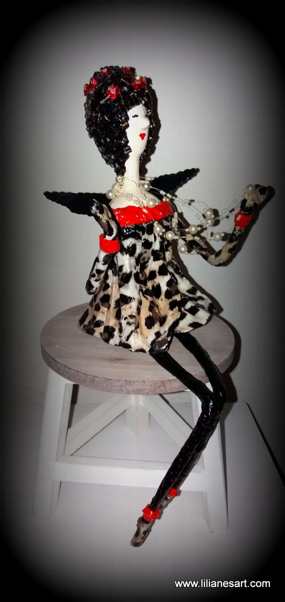 SoldHappy Angel "Possy Glossy", deze engel is met textiel bekleed. Sold.