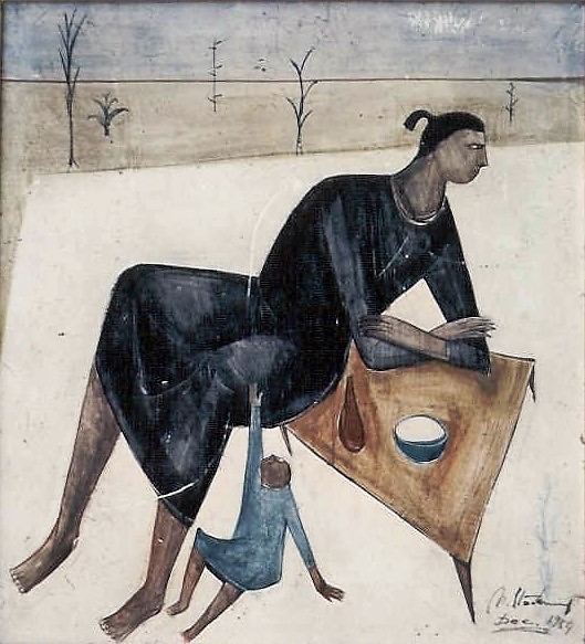 Femme à l'enfant, 1959, huile sur toile, collection particulière Belgique