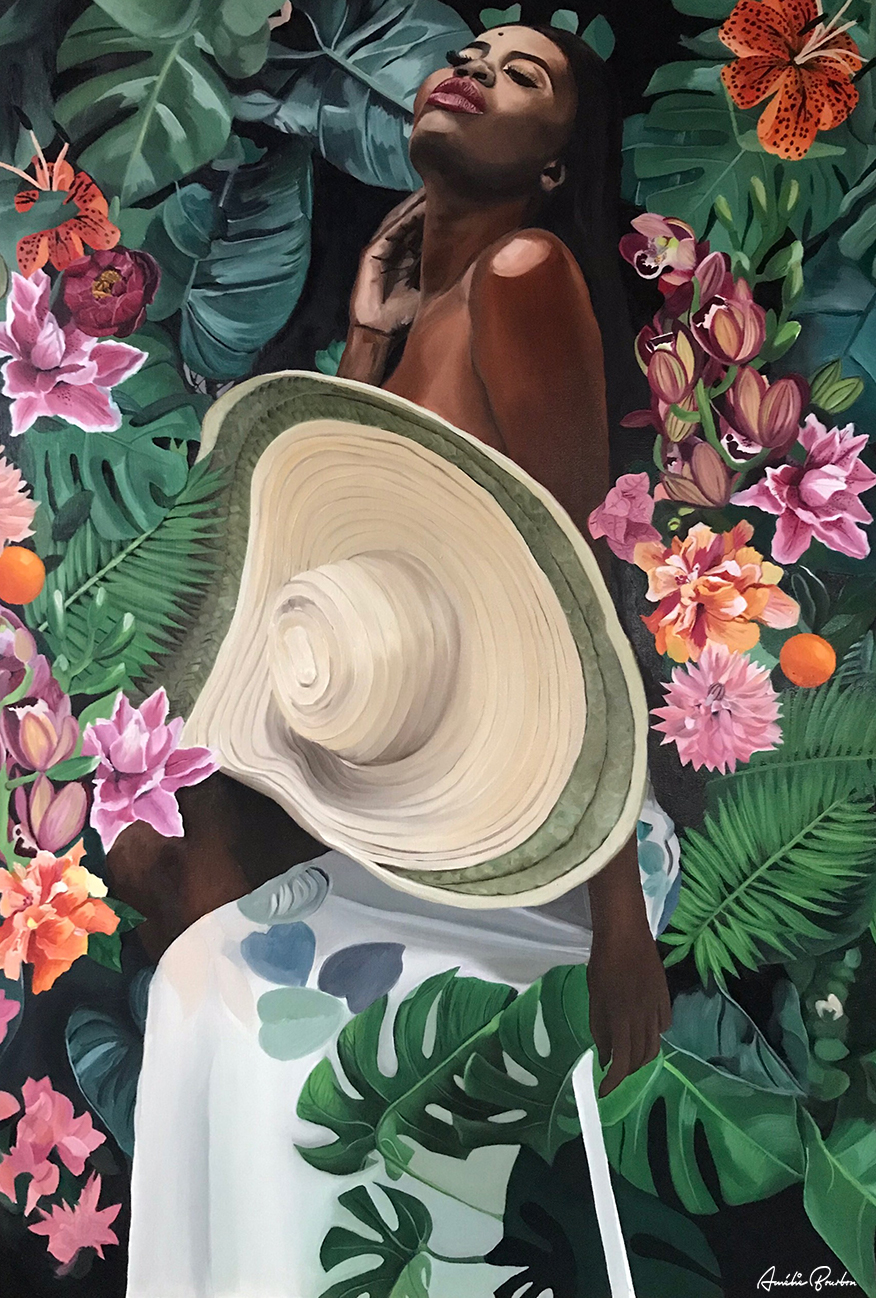 Woman with hat - Huile sur toile (116x80,5cm)