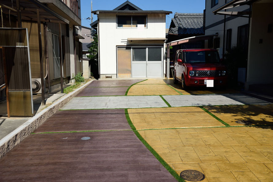 木目　木目調　デッキ　枕木　無垢材　天然　素材　材木　木材　ウッド　古材　デザインコンクリート　スタンプコンクリート　