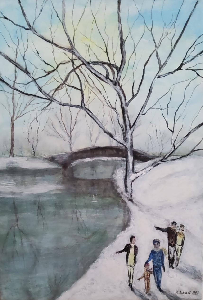 Winterspaziergang - Acryl auf 70 x 50 cm Leinwand