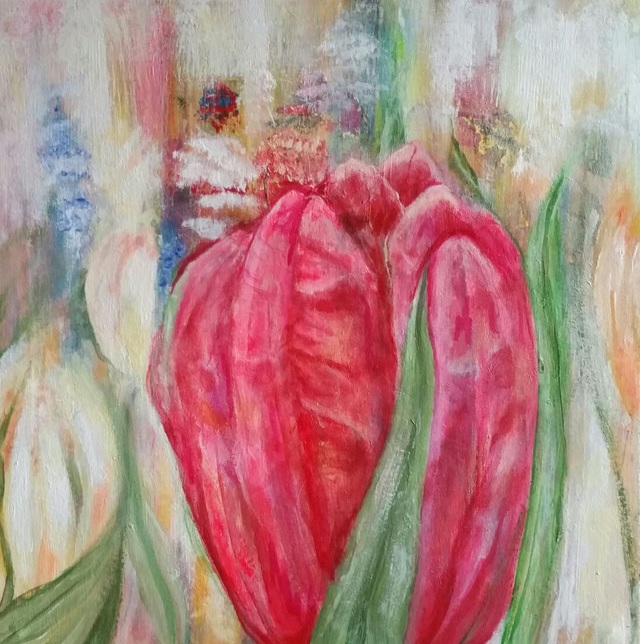 Tulpen und mehr , 40 x 40 cm Leinwand